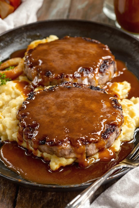 browned patties in gravy