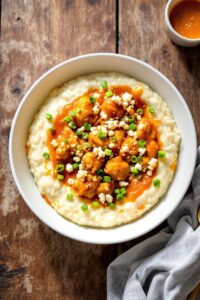 buffalo chicken with bleu grits