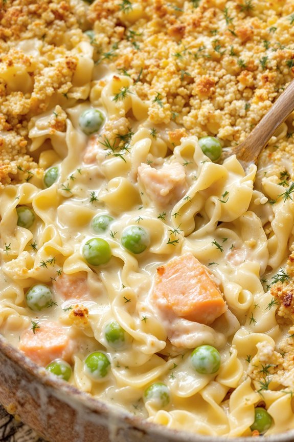 creamy salmon alfredo casserole