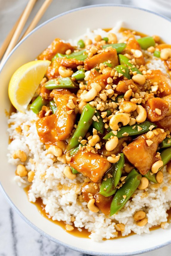 crispy asian cashew chicken