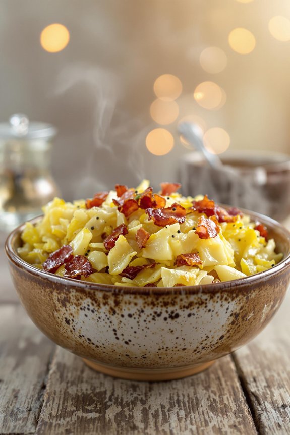 crispy bacon fried cabbage