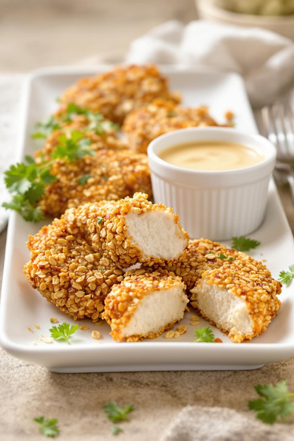 crunchy oat crusted chicken fingers