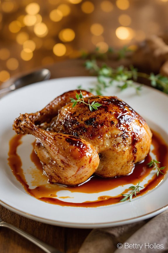 elegant wine glazed cornish hens