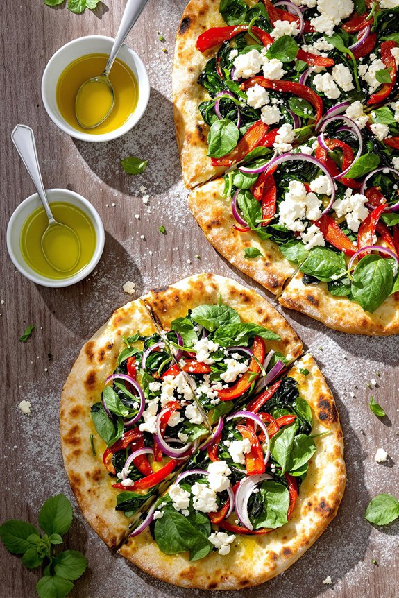 fresh toppings on flatbread