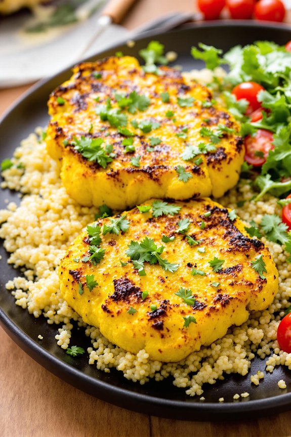 golden turmeric garlic cauliflower steaks