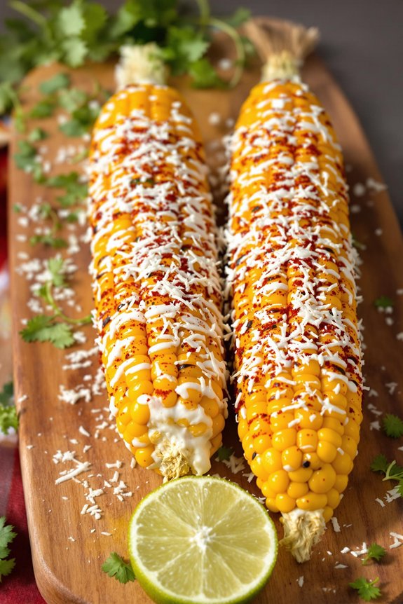 grilled corn with toppings