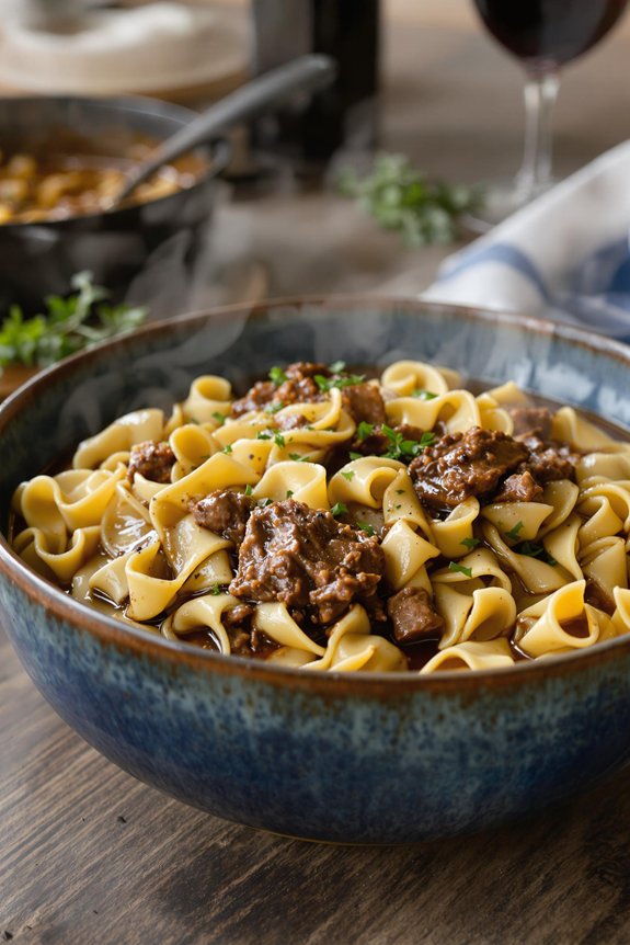 hearty beef and noodles