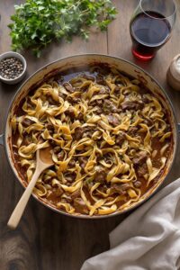 hearty beef and noodles