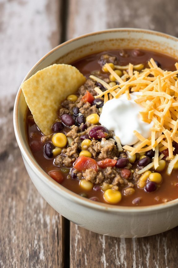 hearty three bean taco soup