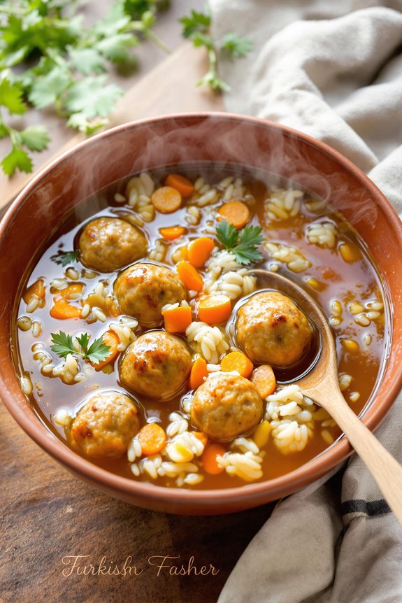 hearty turkish meatball rice soup