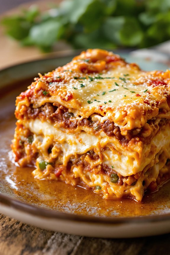 indulgent layered four cheese lasagna
