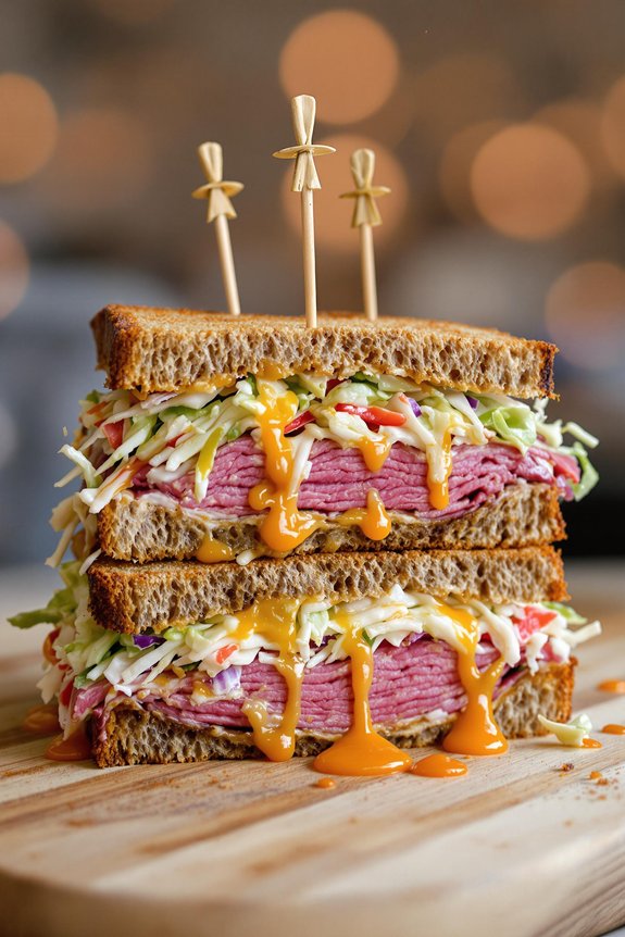 layered rye bread sandwich