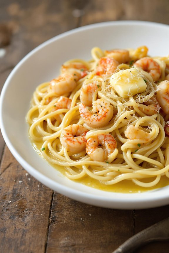 rich creamy garlic seafood pasta