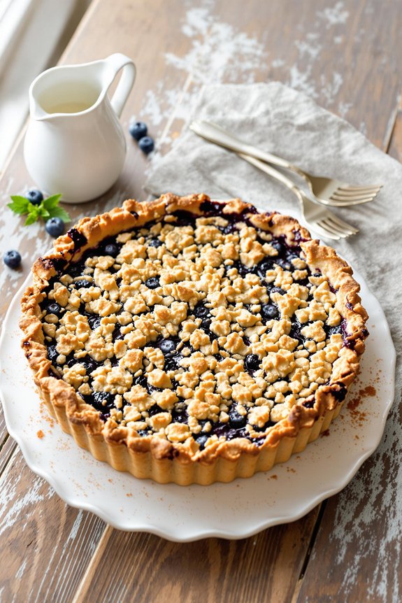 rustic blueberry crumble tart