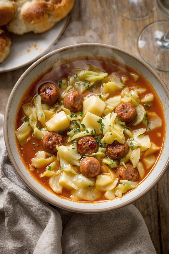 sausage and cabbage layers