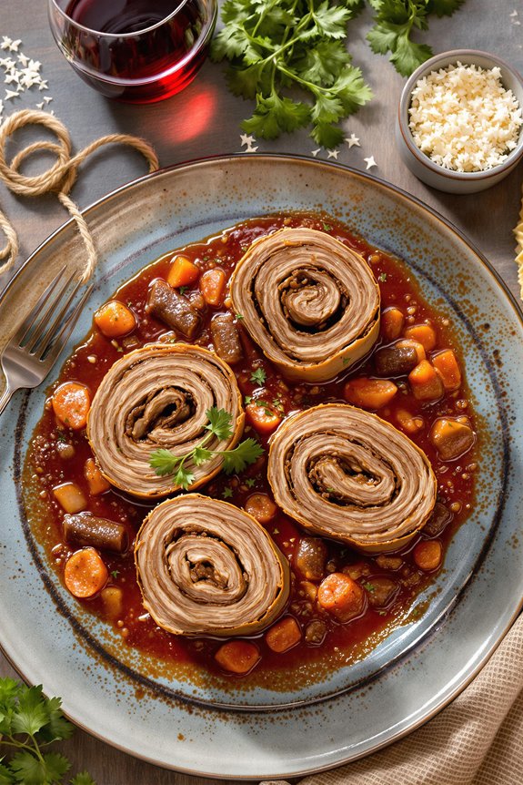 sausage stuffed beef rolls recipe