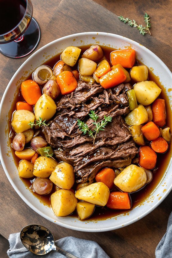 savory wine braised pot roast