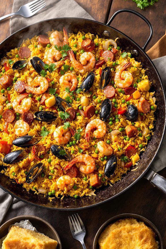 seafood and sausage paella