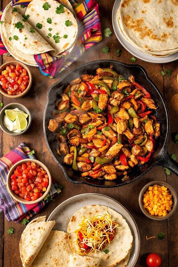sizzling homemade chicken fajitas