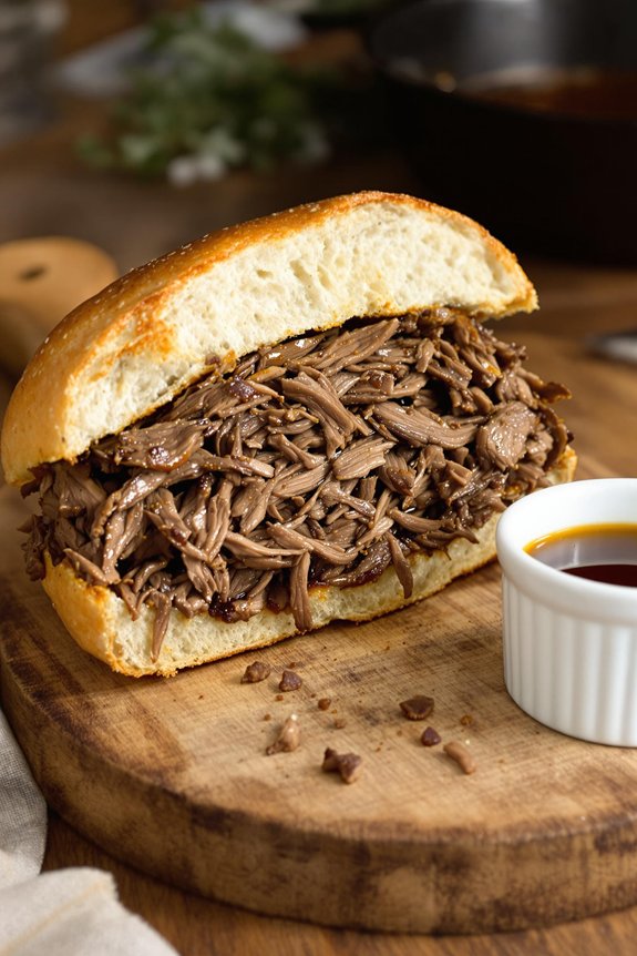 slow cooked french dip sandwiches