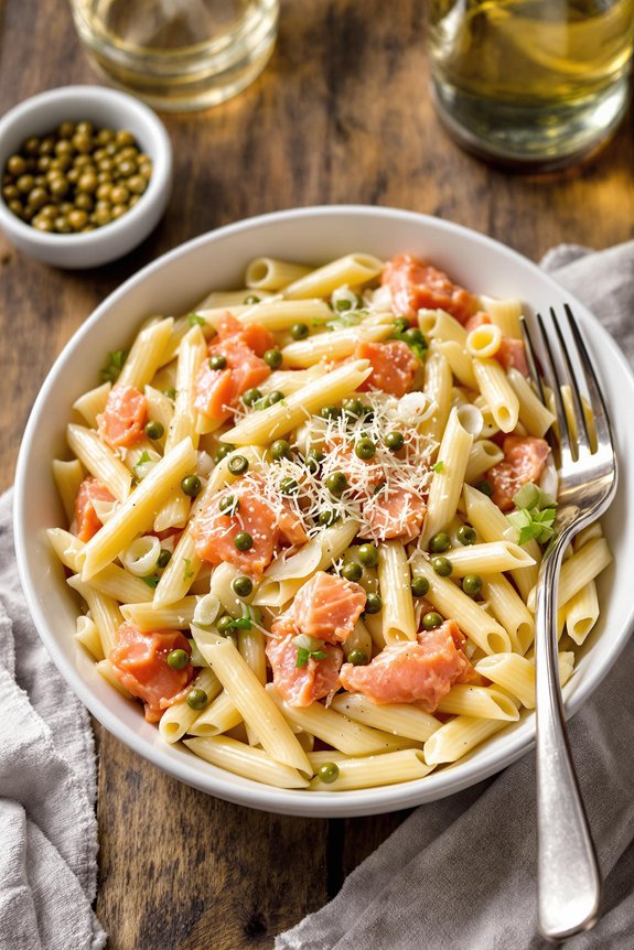 smoked salmon garlic pasta