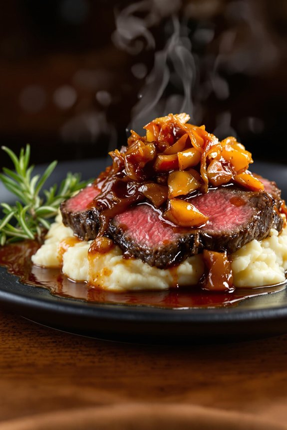 steak with caramelized onion sauce