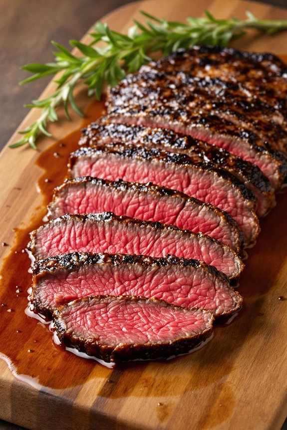 wine marinated flat iron steak